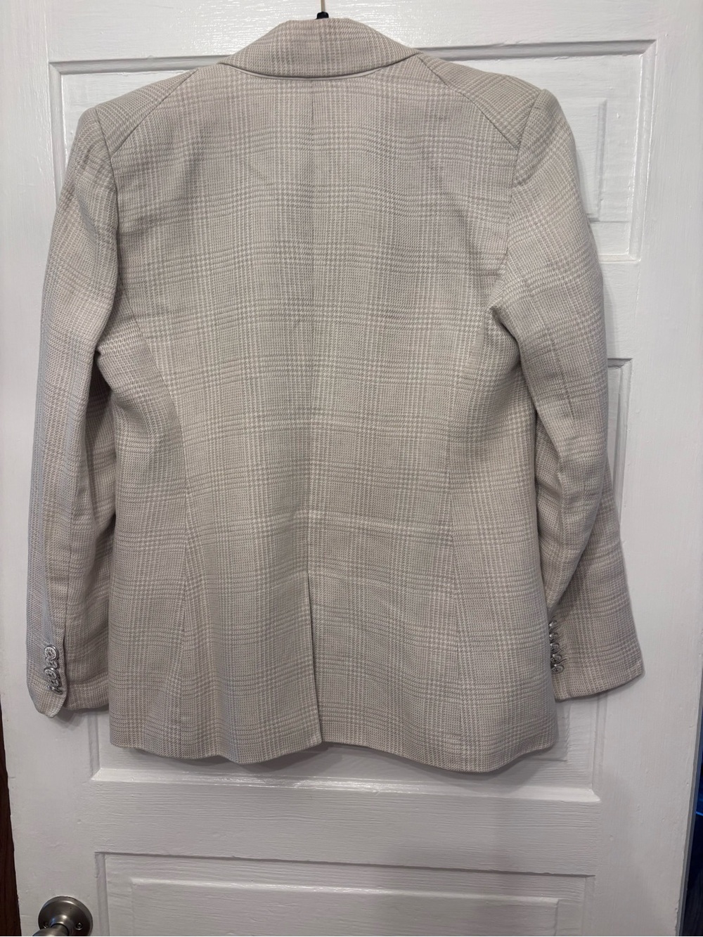 Veronica Beard Linen Blend Plaid Blazer Size 10 Neutral Beige - Picture 5 of 8
